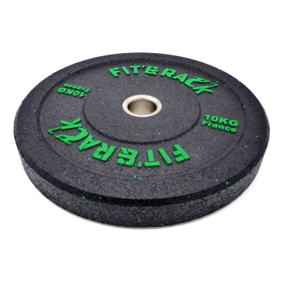 Fit&rack DISQUE OLYMPIQUE - WOD (10 KG - NOIR MOUCHETE VERT) Noir