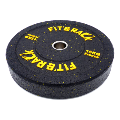 Fit&rack DISQUE OLYMPIQUE - WOD (15 KG - NOIR MOUCHETE JAUNE) Noir