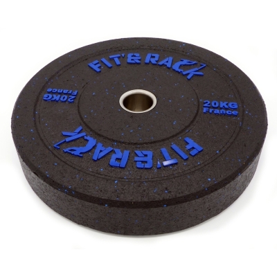Fit&rack DISQUE OLYMPIQUE - WOD (20 KG - NOIR MOUCHETE BLEU) Noir