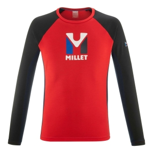 Millet Trilogy Logo Wool T-Shirt Long Sleeve Homme Rouge
